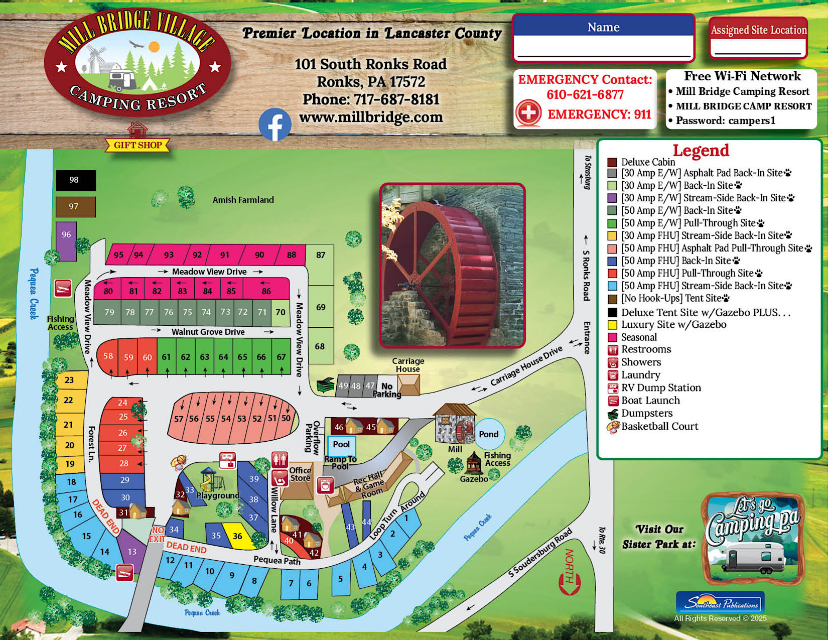 Mill Bridge Village site map