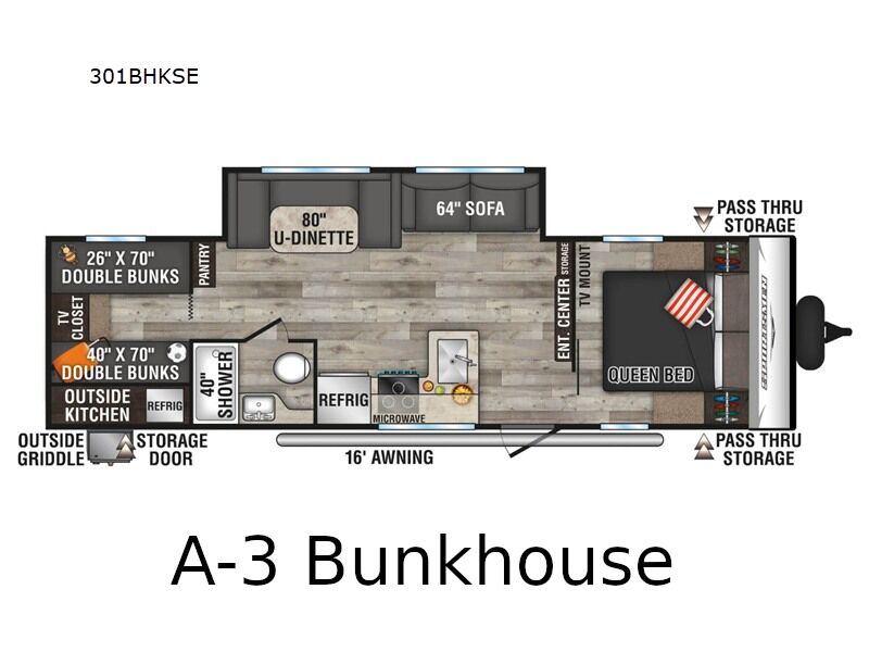 Bunkhouse RV rental floorplan